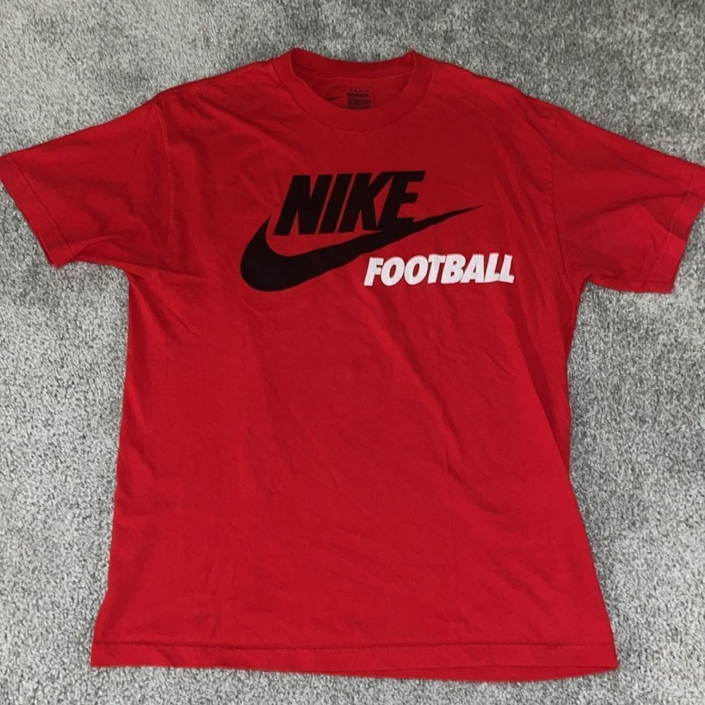 Red Nike football men’s black swoosh cotton practice T shirt L slim fit